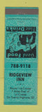 Matchbook Cover - Ridgeview Inn La Crosse WI TEAL