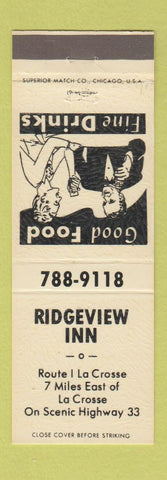 Matchbook Cover - Ridgeview Inn La Crosse WI OFF WHITE