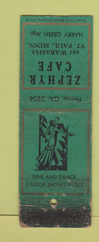 Matchbook Cover - Zephyr Cafe St Paul MN POOR STRIKER WORN