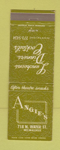 Matchbook Cover - Angie's Milwaukee WI restaurant