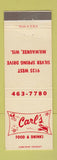 Matchbook Cover - Carl's Restaurant Milwaukee WI