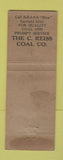 Matchbook Cover - Reiss Pocahontas Briquets Coal WEAR