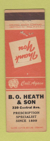 Matchbook Cover - BO Heath & Son Drug Rochester NY WEAR