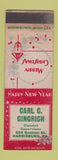 Matchbook Cover - Carl Gingrich District Supervisor Harrisburg PA Christmas WEAR