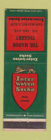 Matchbook Cover - Inter Woven Socks Manor Toggery San Mateo CA