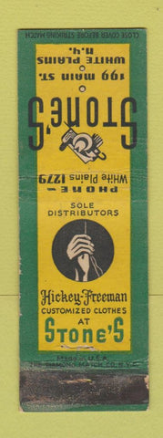Matchbook Cover - Stone's Hickey Freeman Men's Clothes White Plains NY WORN