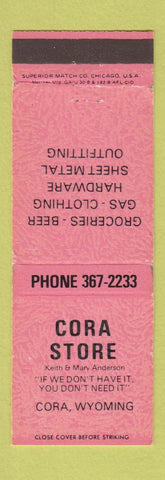Matchbook Cover - Cora Store Cora WY