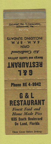 Matchbook Cover - G&L Restaurant De Land FL WEAR