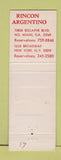 Matchbook Cover - Rincon Argentino Miami FL New York City restaurnt