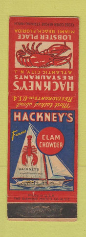 Matchbook Cover - Hackney's Restaurant Miami Beach FL lobster