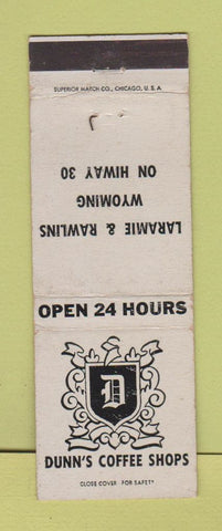 Matchbook Cover - Dunn's Coffee Shops Laramie Rawlins WY WEAR