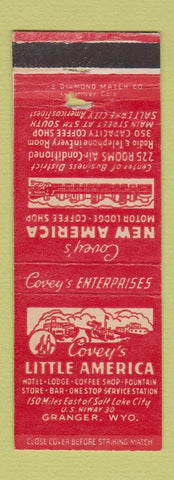 Matchbook Cover - Covey's Little Americca Salt Lake City Granger WY WORN