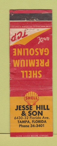 Matchbook Cover - Shell oil gas Jesse Hill Tampa FL WORN