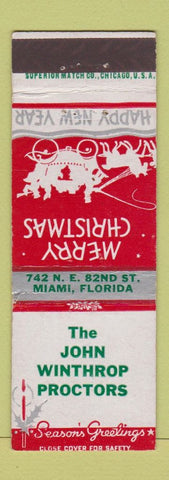 Matchbook Cover - John Winthrop Proctors Miami FL Christmas