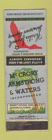 Matchbook Cover - McCrory Armstrong Waters Insurance Jacksonville FL WEAR