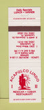 Matchbook Cover Acapulco Lindo Mexican Restaurant Fort Lauderdale Lauderhill FL