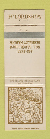 Matchbook Cover - Hs Lordships Berkeley CA