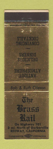 Matchbook Cover - The Brass Rail Redway CA