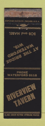 Matchbook Cover - Riverview Tavern Waterford WI WORN
