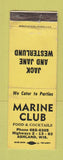 Matchbook Cover - Marine Club Ashland WI