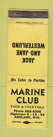 Matchbook Cover - Marine Club Ashland WI