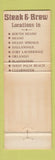 Matchbook Cover - Steak & Brew Miami Hallandale Orlando Clearwater FL WEAR