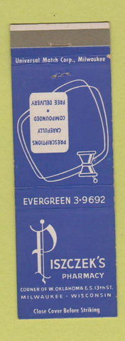 Matchbook Cover - Piszczek's Drug Milwaukee WI