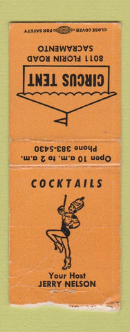 Matchbook Cover - Circus Tent Sacramento CA girlie BOBTAIL CREASES