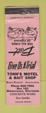 Matchbook Cover - Tonn's Resort Bait Shop Winneconne WI PINK WORN