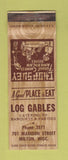 Matchbook Cover - Log Gables Milton WI WORN