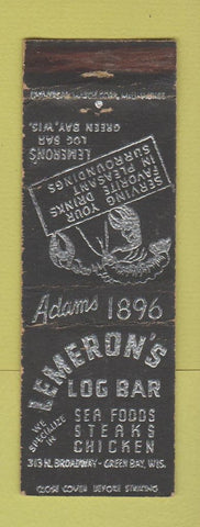Matchbook Cover - Lemeron's Log Bar Green Bay WI lobster WEAR