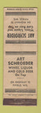 Matchbook Cover - Art Schroeder Bar Fifield WI POOR