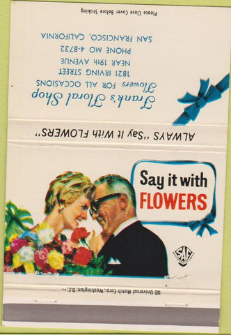 Matchbook Cover - Frank's Floral Fl.owers San Francisco CA girlie 40 Strike