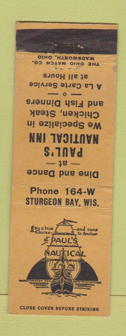 Matchbook Cover - Paul's Nautical Inn Sturgeon Bay WI