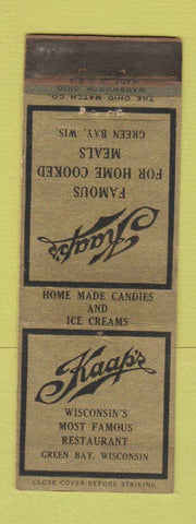 Matchbook Cover - Kaap's Restaurant Green Bay WI WORN STRIKER