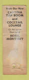 Matchbook Cover - Htoel Monterey Janesville WI POOR BACK WORN
