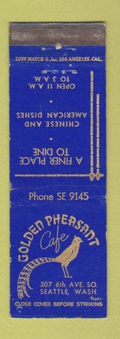 Matchbook Cover - Golden Pheasant Cafe Seattle WA Chinese WEAR