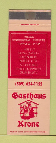 Matchbook Cover - Gasthaus Krone Spokane WA
