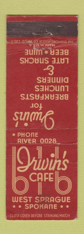 Matchbook Cover - Irwin's Cafe Spokane WA WEAR
