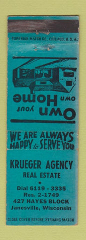 Matchbook Cover - Krueger Real Estate Janesville WI WEAR