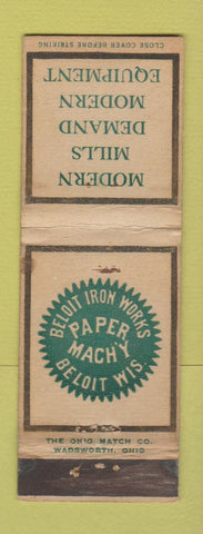 Matchbook Cover - Beloit Iron Works WI  WEAR