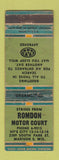 Matchbook Cover - Rodman Motor Court Madison WI WORN