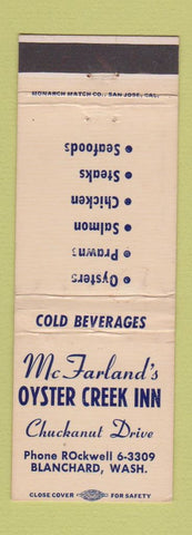 Matchbook Cover - McFarland's Oyster Creek Inn Blanchard WA WEAR