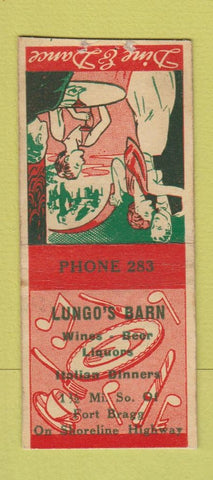 Matchbook Cover - Lungo's Barn Fort Bragg CA girlie low phone # BOBTAIL