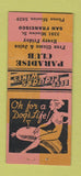 Matchbook Cover - Paradise Club San Francisco CA girlie BOBTAIL WEAR