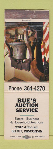 Matchbook Cover - Bue's Auction Service Beloit WI WEAR