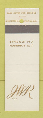 Matchbook Cover - JW Robinson CA California