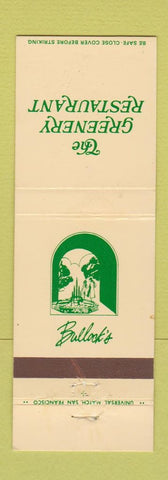 Matchbook Cover - Greenery Restaurant Bullock's