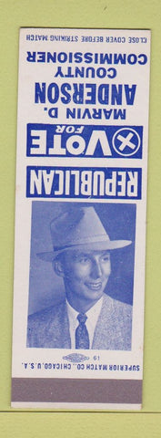Matchbook Cover - Marvin Anderson County Commissioner Election SAMPLE