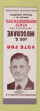 Matchbook Cover - Joe Musgrave State Rep Tulsa County OK SAMPLE
